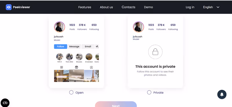Peekviewer type of account