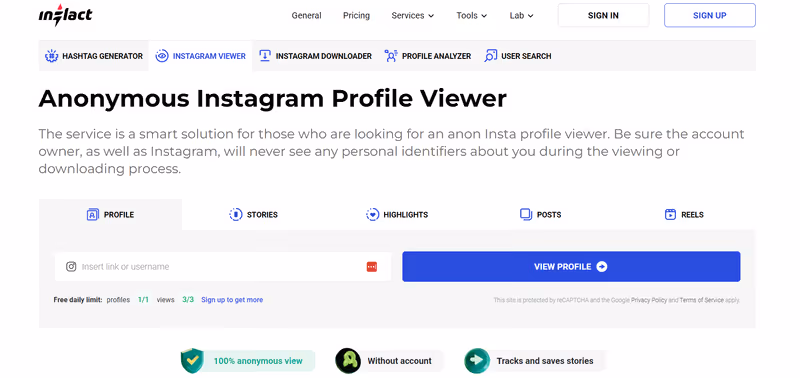 Use third-party apps to look at Instagram without an account: Inflact