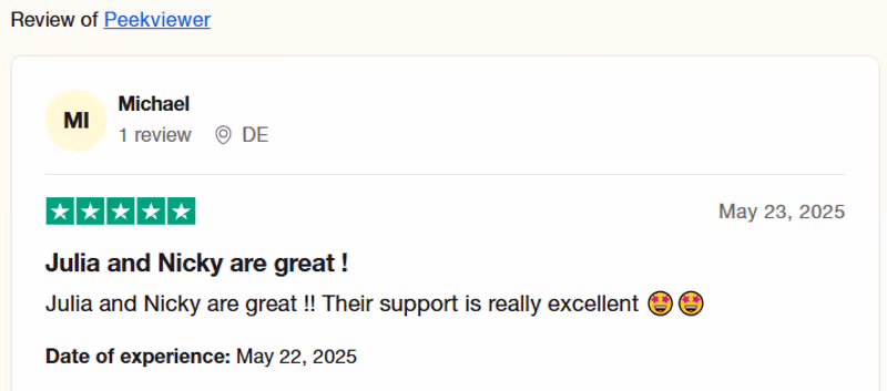 Peekviewer real customer reviews on Trustpilot