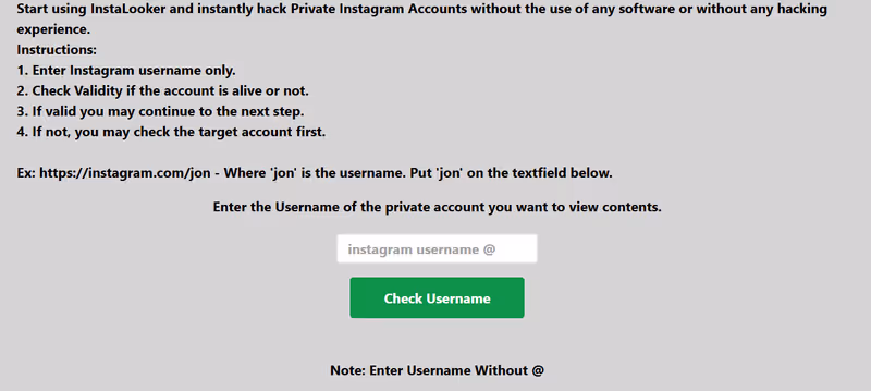 How Instalooker Works Step 1 – by Private Instagram Viewer Free