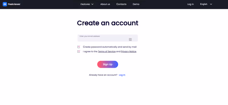 Instagram profile analyzer tool: Peekviewer account creation